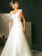 A-Line In Satin Fabric with Chapel Train Wedding Dress