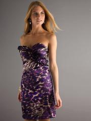 A-Line Multi-Color Print Satin Strapless Sweetheart Neckline Sleeveless Short Homecoming Dress