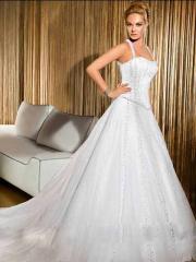 A-Line Organza Halter Wedding Dress
