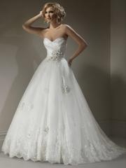A-Line Organza Strapless Sweetheart Neckline with Pleated Bodice