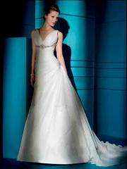 A-Line Organza V-Neck Wedding Dress