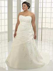 A-Line Plus Size Strapless Taffeta Wedding Dress