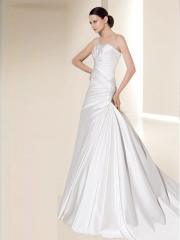 A-Line Satin Strapless Neckline Elegant and Simple Wedding Dress