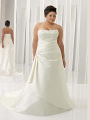 A-Line Satin Strapless Plus Size Wedding Dress