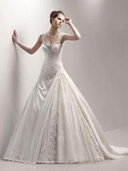 A-Line Silhouette Sweetheart and Square Neckline Cute Wedding Dress