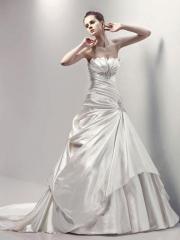 A-Line Silhouette in Satin Fabric with Ruffles Elegant Wedding Dress