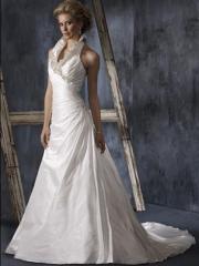 A-Line Silhouette with High Collar Chic Wedding Dress