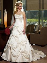A-Line Silhouette with Pick-Up Embellishment Satin Wedding Dress