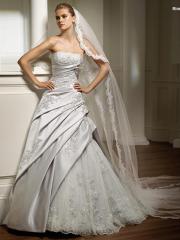 A-Line Silhouette with Pure White Color Wedding Dress