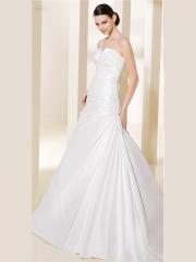 A-Line Strapless Neckline with Shirring All Over Wedding Dress