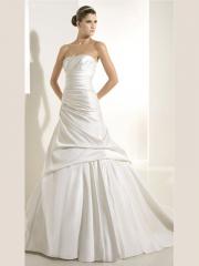 A-Line Strapless Straight Neckline Satin Simple Wedding Dress