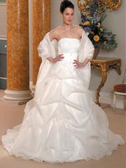 A-Line Sweetheart Removable Halter Satin Organza Wedding Dress