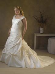 A-Line Taffeta Scoop Lace Up Plus Size Wedding Dress