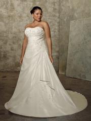 A-Line Taffeta Strapless Neckline Plus Size Wedding Dress
