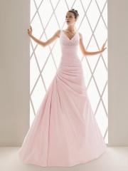 A-Line Taffeta V-Neck Ruffled Bodice Glamorous Pleat Wedding Dress