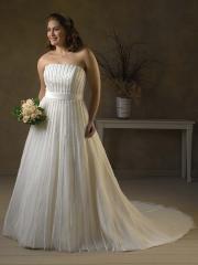 A-Line Tulle Strapless Plus Size Wedding Dress