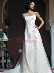 A-Line With Applique Decoration in Floor-Length Wedding Dress