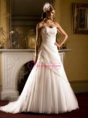 A-Line With Appliqued Decoration in Chapel Train Wedding Dress