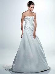 A-Line With Beading Embellishment on Upper Body Wedding Dress