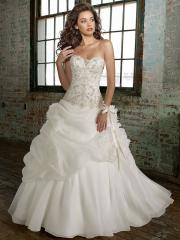 A-Line With Beading in Bodice and Pick-Up Wedding Dress