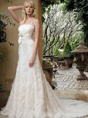 A-Line With Embroidery Decoration in Chapel Train Wedding Dress