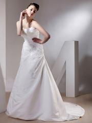 A-Line With Fabulous Strapless and Sweetheart Neckline Wedding Dress