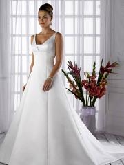 A-Line With Jewel Neckline White Wedding Dress
