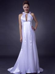 A-Line With Jewel Neckline and Crisscrossed Back Closure Wedding Dress