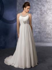 A-Line With Scoop Neckline and Chapel Train Wedding Dress