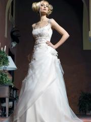 A-Line With Spaghetti Straps Neckline and Embroidery Decoration Wedding Dress