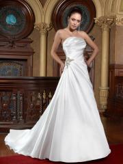 A-Line With Strapless Neckline in Satin Fabric Wedding Dress