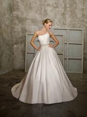 A-Line with Beaded Natural Waistline and One-Shoulder Elegant Wedding Dress