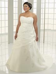 A-Line with Embroidered Strapless Neckline And Shirring On Waistline Wedding Dress