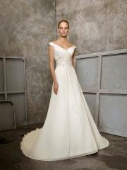 A-Line with Off-The-Shoulder Neckline Pure White Wedding Dress