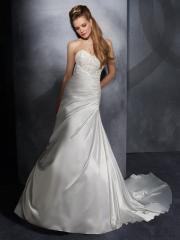 A-Line with Pleated And Embroidered Strapless Neckline Wedding Dress