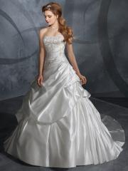 A-Line with Pleated And Shirring Pearl White Elegant Wedding Dress