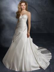 A-Line with Pleated Embroidered Waistline Elegant Wedding Dress