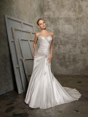 A-Line with Shirring and Embroidery on Tight Bodice Elegant Wedding Dress