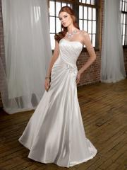 A-Line with Shirring on Bodice in Chapel Train Wedding Dress