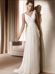 A-Line with V-Neckline Shirring Hot Sell Chiffon Modern Wedding Dress