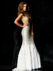 A-line Silhouette Strapless Sweetheart Neckline Sequined Full Length Celebrity Dresses