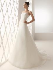 A-line Strapless Ruffled Bodice Organza Nuptial Gown
