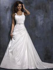 Adorable Chic Taffeta Scoop Neckline Gown of Asymmetrical Pleating