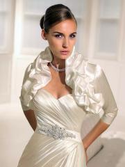 Adorable Sparkling Satin Sweetheart Bridal Gown with Matching Bolero
