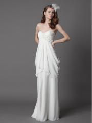 Adorable Sweetheart Chiffon Sheath Gown of Hand-Made Flower