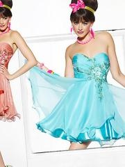 Adorable Sweetheart Ice Blue Satin and Tulle Short Length A-Line Wedding Guest Dress