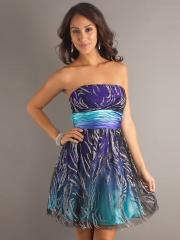 Affordable Strapless Short A-Line Tulle and Inner Satin Homecoming Dress of Sash