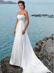 Amazing A-Line Strapless Satin Wedding Dress with Slim Empire Skirt