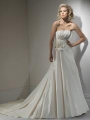 Amazing A-Line Strapless Taffeta Wedding Dress with Floral Corset