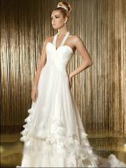 Amazing A-Line V-Neck and Halter Organza Wedding Dress
